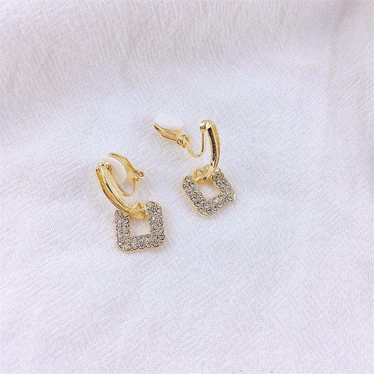 New Rhinestone Fashion Without Piercing Earrings Simple Clip Earrings Women