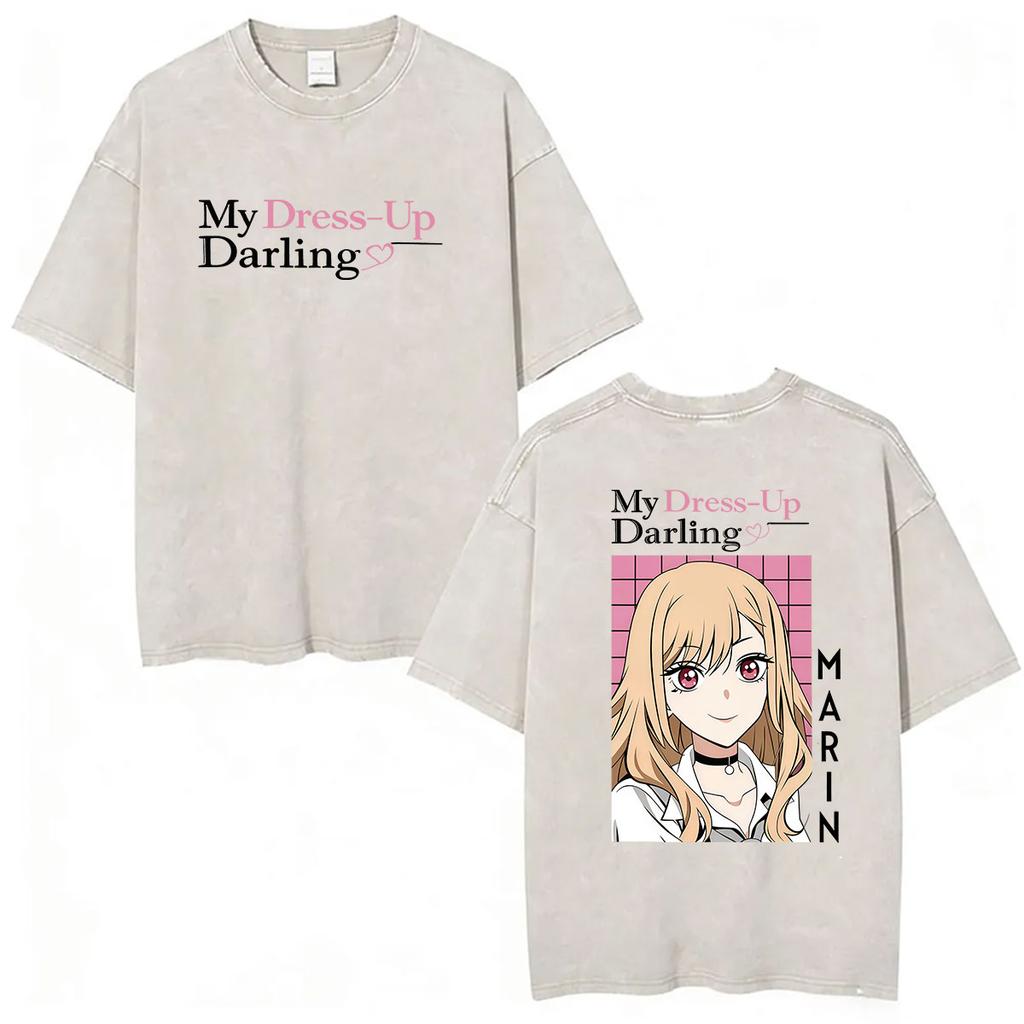 Camiseta Vintage Lavada con Estampado de Anime My Dress-Up Darling Marin Kitagawa, Camiseta de Moda Harajuku para Hombre 59