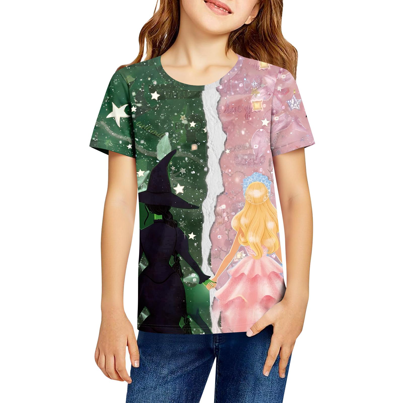 

Fashionable Round Neck Short Sleeve Work Clothes Printed Tops For KID Summer Tops 100