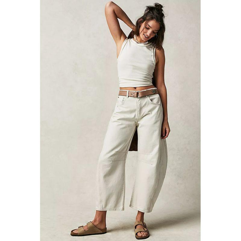 Women's Jeans Fashion Fashion Casual Women's Loose Loose Pants Medium and Low Waist Washed Denim Pants Tide