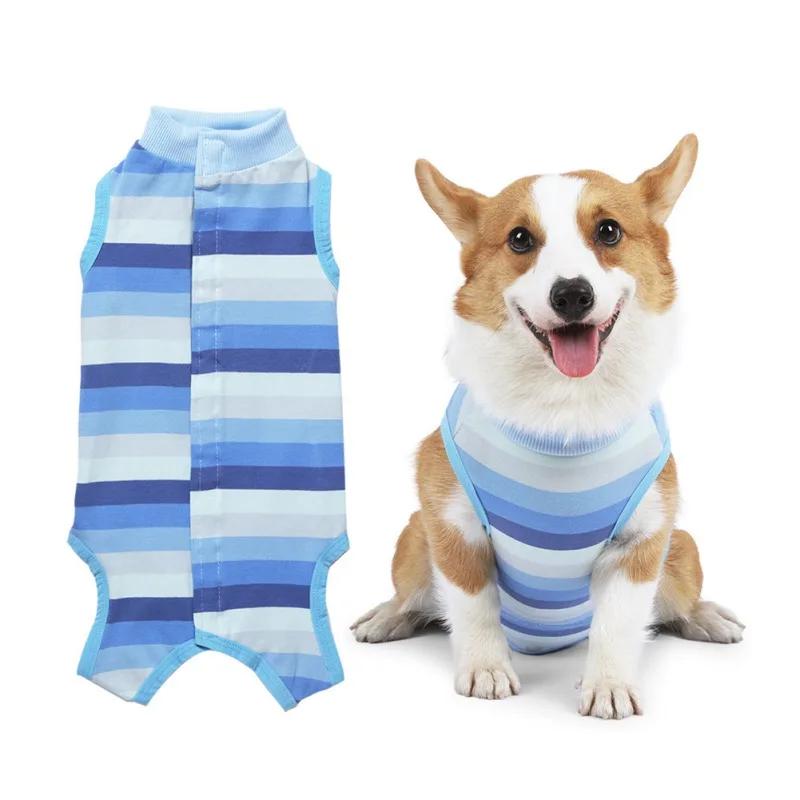 

1pc Dogs Weaning Vest Stripe Small Dog Cat Jumpsuit Anti-lick Recovery Clothing After Surgery Cute Pet Care Clothes Pet Supplies 3-5kg
