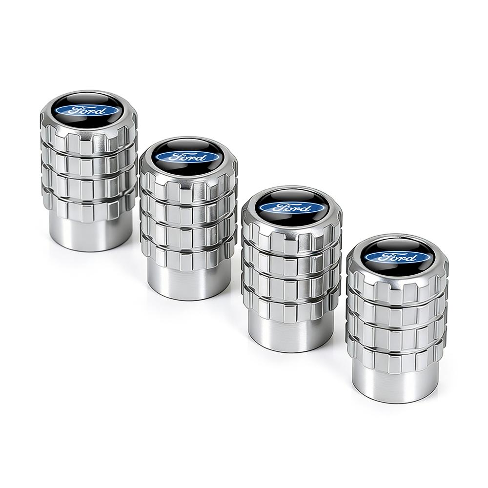 SPZS3 4pcs Aluminium Car Tire Valve Stems Caps Gear-shaped-Valve For Ford Focus 2 mondeo mk3 f150 fusion mustang MK7 Auto Accessories