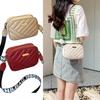Shoulder Bag Large Capacity Zipper Closure Trendy Minimalistic Widen Webbing Storing Cosmetics Faux Leather Square Shape Cross-body Bag