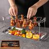 Collapsible Stainless Steel Barbecue Roaster Stand Tray Chicken Leg Wing Rack 14 Slots Stainless Steel Roaster Stand