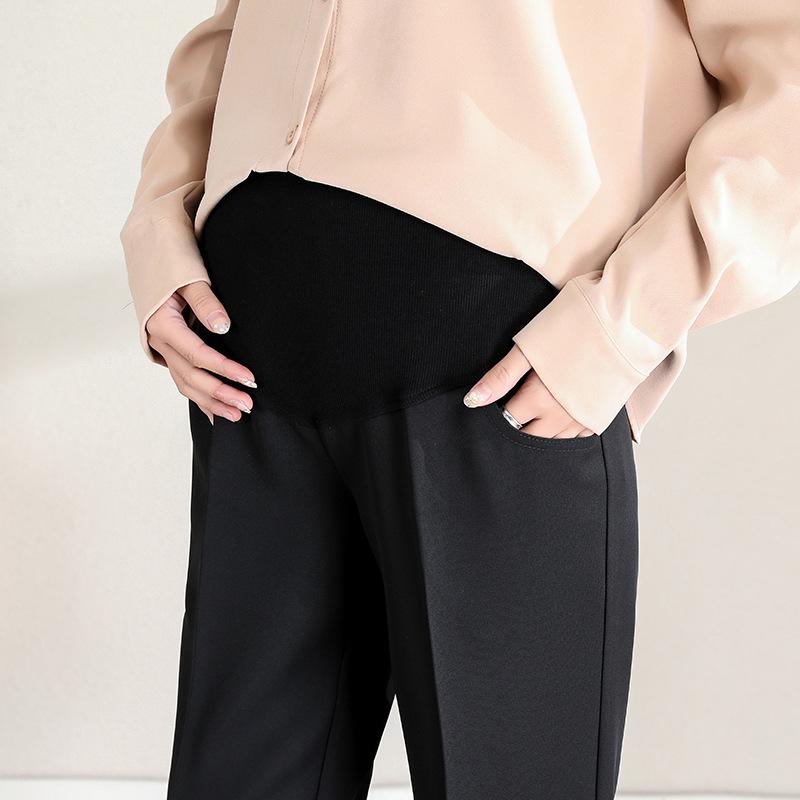 Year-Round Maternity Straight-Leg Suit Pants - Professional Plus Size with Velvet Option