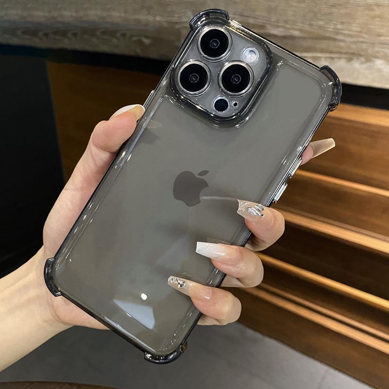 Shockproof Transparent Soft Phone Case For iPhone 16 Pro 15 14 Plus 13 12 11 Candy Color Camera Protection Silicone Bumper Cover