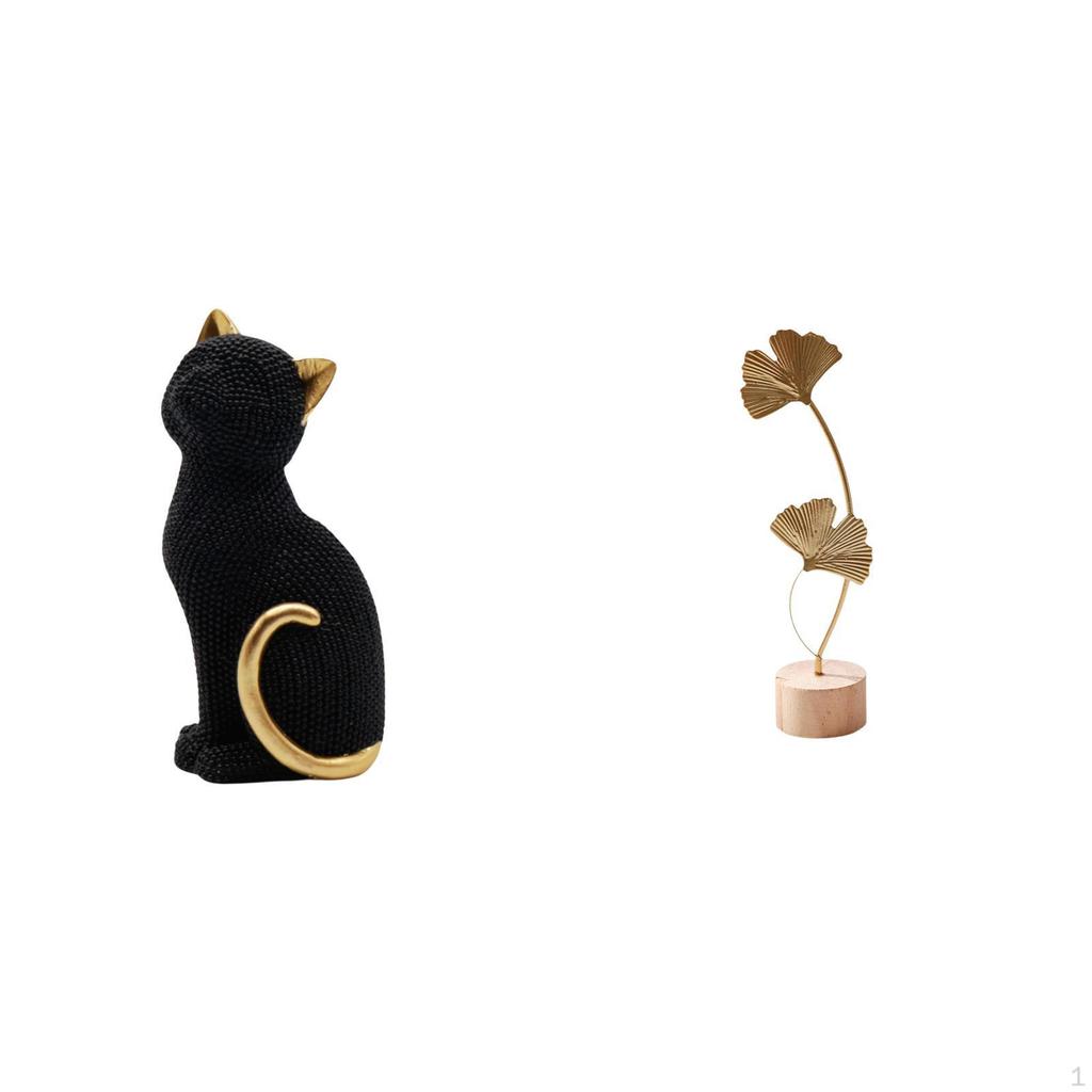 Elegant Resin Cat Figurine Decorative Animal Sculpture Nordic Creative Ornament for Living Room