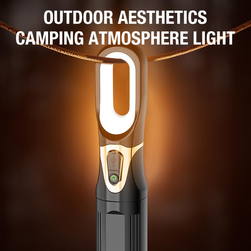 LED Flashlight, Strong Light Charging, Portable Outdoor Multifunctional Camping Lighting, Tent Light, Emergency Household Work L