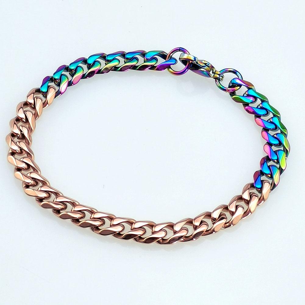 New 316L stainless steel iridescence and rose dual Hip hop bracelet anklet