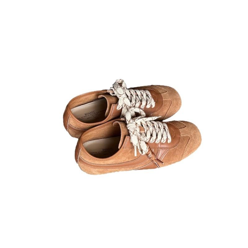 Retro Round Head Contrasting Color Lace-up Red Dexun Shoes 2025 New Casual Versatile Thick Baseplate Shoes Sports Forrest Gump Shoes