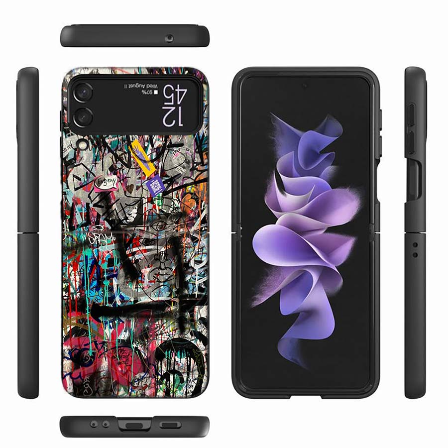 Graffiti pouzdro na telefon pro Samsung Z Flip 6 7 5G Z Flip 5 Galaxy Z Flip 3 4 5G ZFlip Nárazuvzdorný tvrdý kryt TPU PC Coque Capa Měkký