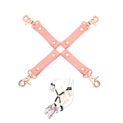 SM Goods Luxury Genuine Leather Restraint Hogtie Cross Leather Liebe Seele (Pink)