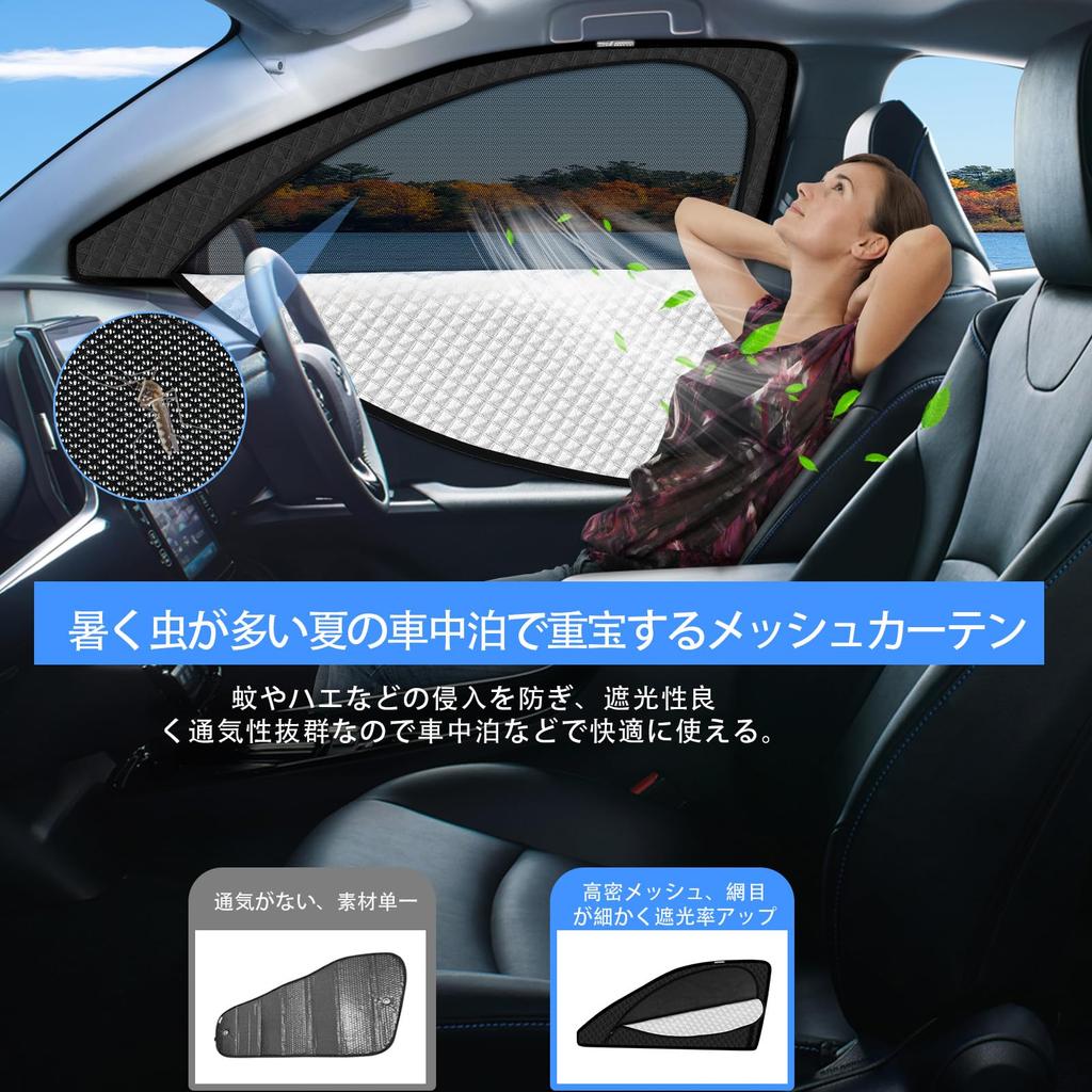 New Rise A200 Serie Exklusiv Magnetische Seite Integriertes Auto RAIZE Mesh Mesh Sonnenbrand UV Verdunkelung UV Insekt Passagier Kundenspezifisch 2 Stück Sonnenblende, Typ,