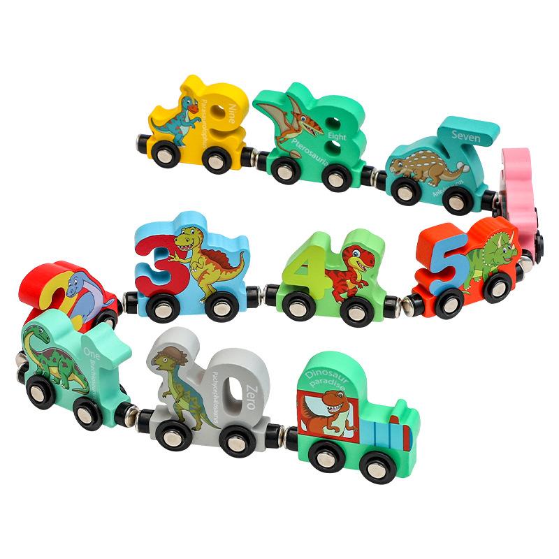 Dinosaur magnetic digital train toy kids educational early education baby infant magnetic building block assembly