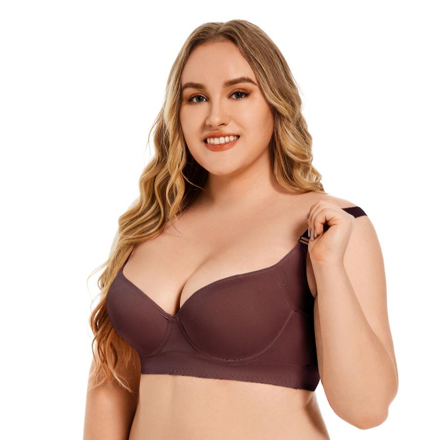 Plus Size Thin Seamless Wire-Free T-Shirt Bra Front Adjustable Strapless Backless Deep V Push Up Bra for Women Comfortable Breathable Smoothing