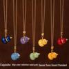 Gold High-Color Retention Seven Gourds Pendant Necklace with Cloisonné Enamel Fu Lu Charm