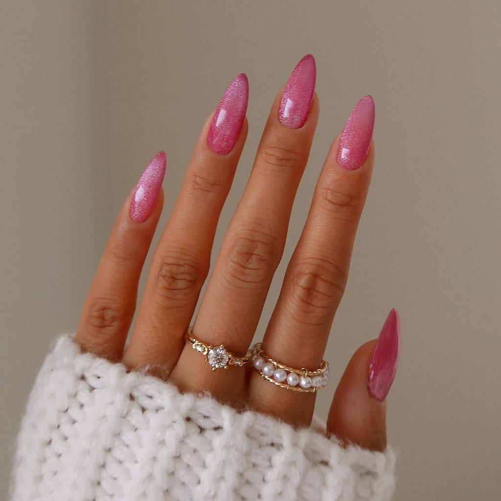 24 Pezzi Unghie Finte a Mandorla Lunga Bordo Bianco French Manicure Completa Semplice Indossabile