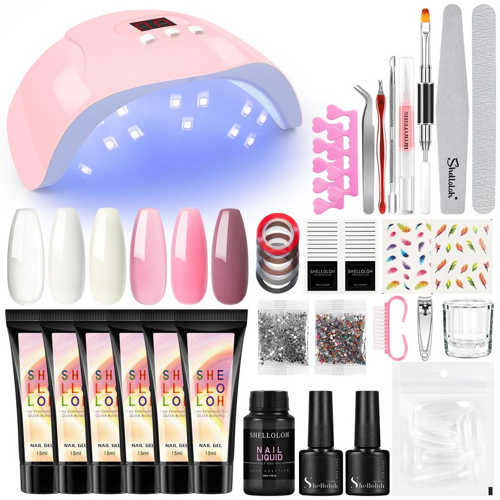 SHELLOLOH Nail Building Poly Extension Gel con lampada per asciuga