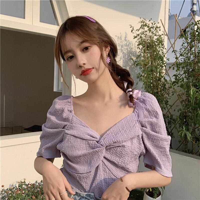 Puff Sleeve Top Korean Tops For Girls Korean Chic Long Sleeve