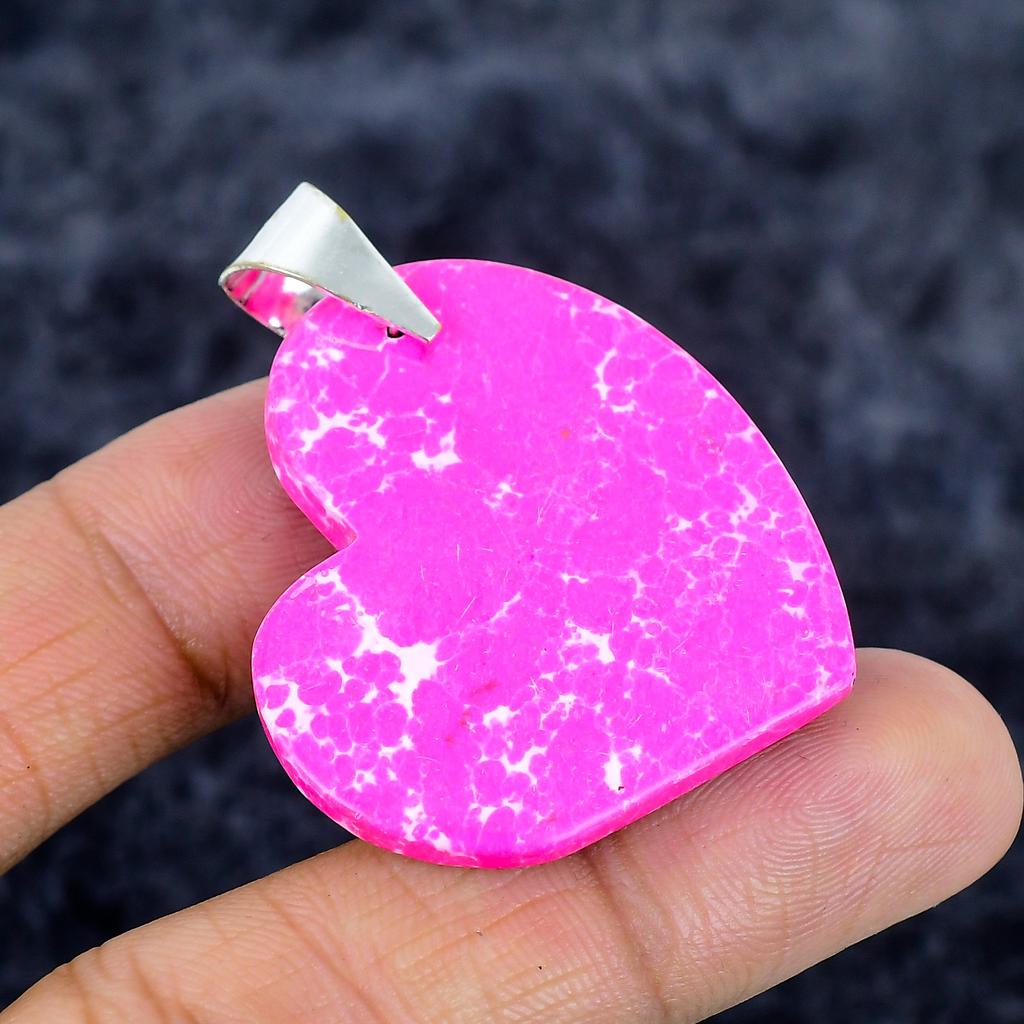Copper Pink Turquoise Gemstone 925 Sterling Silver Jewelry Pendant 1.85" M-3348