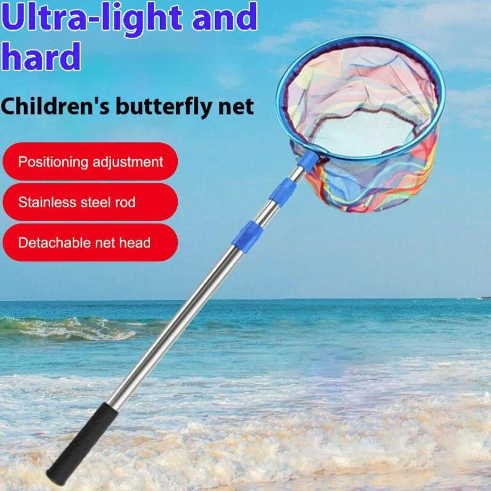 Retractable Design Pocket Fish Dip Net Heavy-Duty Butterfly Nets Kids Outdoor Play