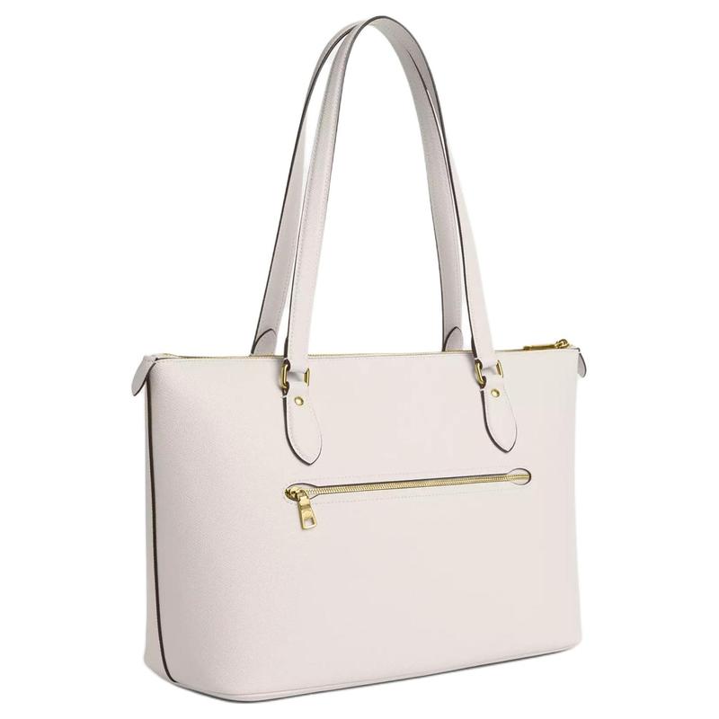 Coach Galerie 37 Metall-Logo Reißverschluss Oben Recyceltes Leder Tragetasche Tragetasche Einkaufstasche Schulter-Handtasche Groß Damen Weiß