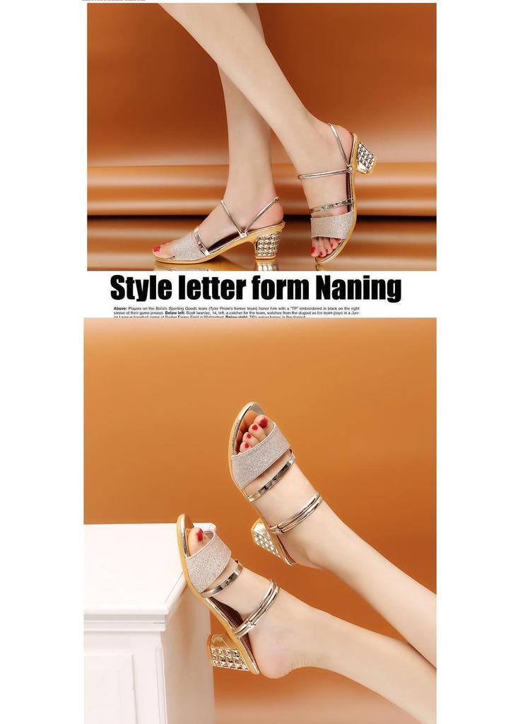 2024 Sommer Koreanischer Stil Damen Slip-on Sandalen, Dicker Mittelhoher Absatz, Offene Zehenpartie, Zweifach tragbar