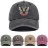 Personalized Eagle American Print Washed Distressed Soft Top Visor Baseball Cap Unisex Cap