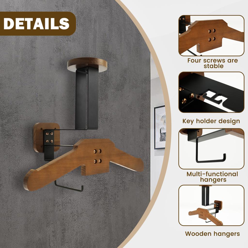 Motorcycle Helmet Holder Solid Wood Clothes Hanger Versatile Wall Mounted Motorcycle Helmet Mount for Hanging Key Gloves Clothes