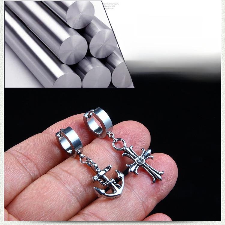 Cercei Ancoră Baosalina din Oțel Titan Non-Alergenic - Modă Europeană și Americană Punk Cercei din Oțel Inoxidabil pentru Bărbați