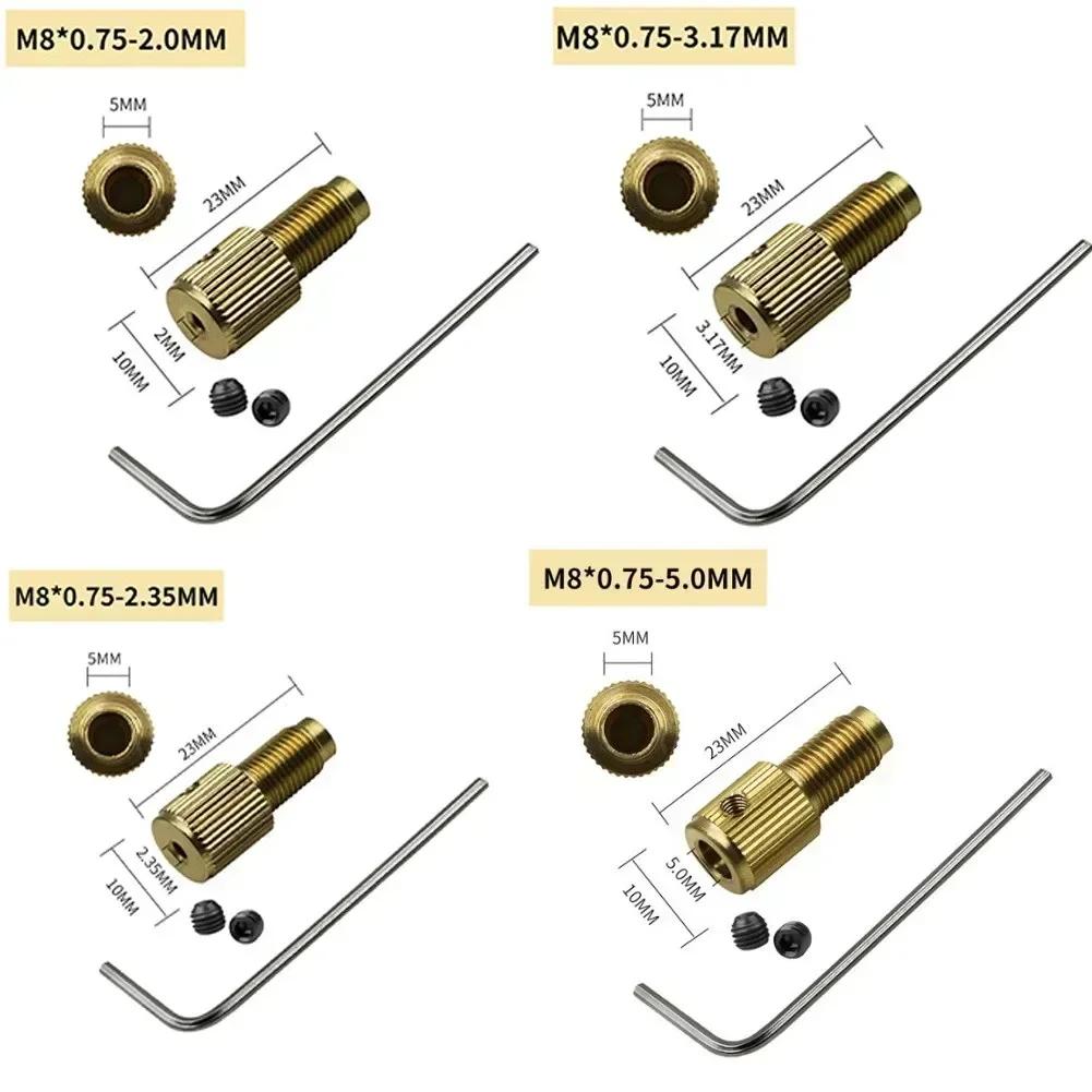 Brass Copper Drill Chuck Shaft Chuck Clamp Connecting Drill M8-2/2.3/3.17/5mm Mini Rod Self-tightening Durable