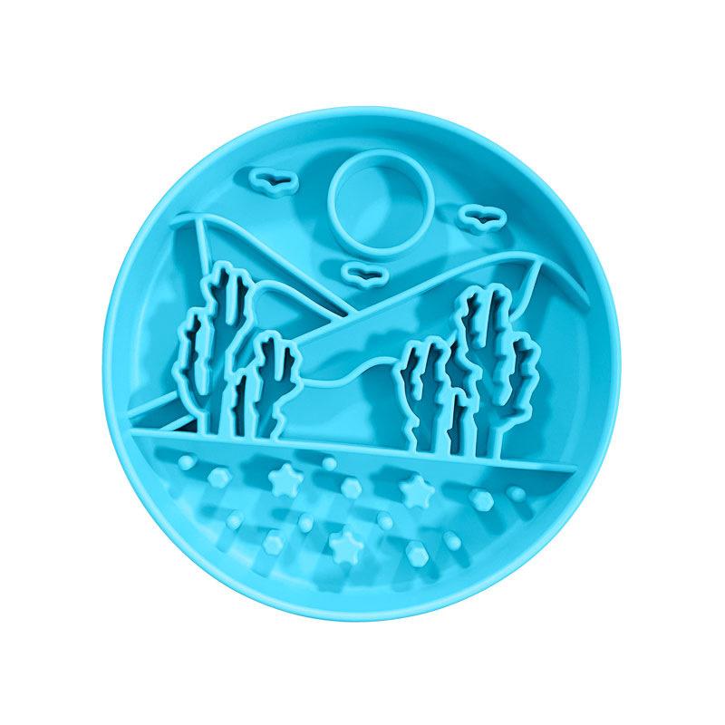 Silicone Lick Mat Slow Feeder Bowl Round Dog Licking Plate Non-Slip Slow Eating Pad For Dogs Puppies Home Mealtime Treat Gift