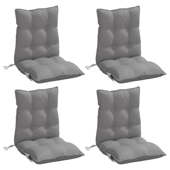 VidaXL Lot de 4 Coussins de Chaise à Dossier Bas, Galette de Siège Imperméable, Coussin d'Extérieur Anti-glissement Jardin 377675