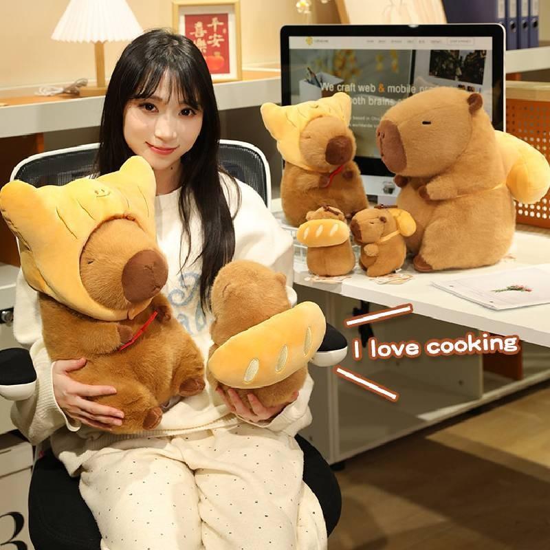 Croissant Capybara Bread Plush Toy Cartoon Animal Stuffed Doll Gift Decoration
