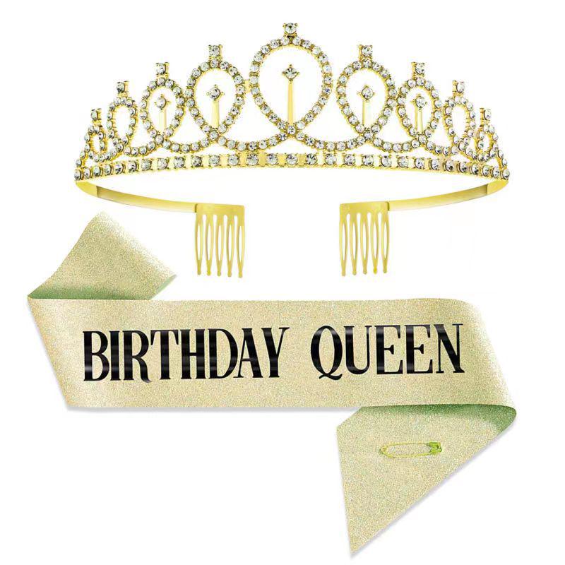 European and American Birthday Crown Headband Hairpin - "Happy Birthday"