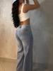 Women's European-Style High-Waist Diamond Straight-Leg Jeans with Belt