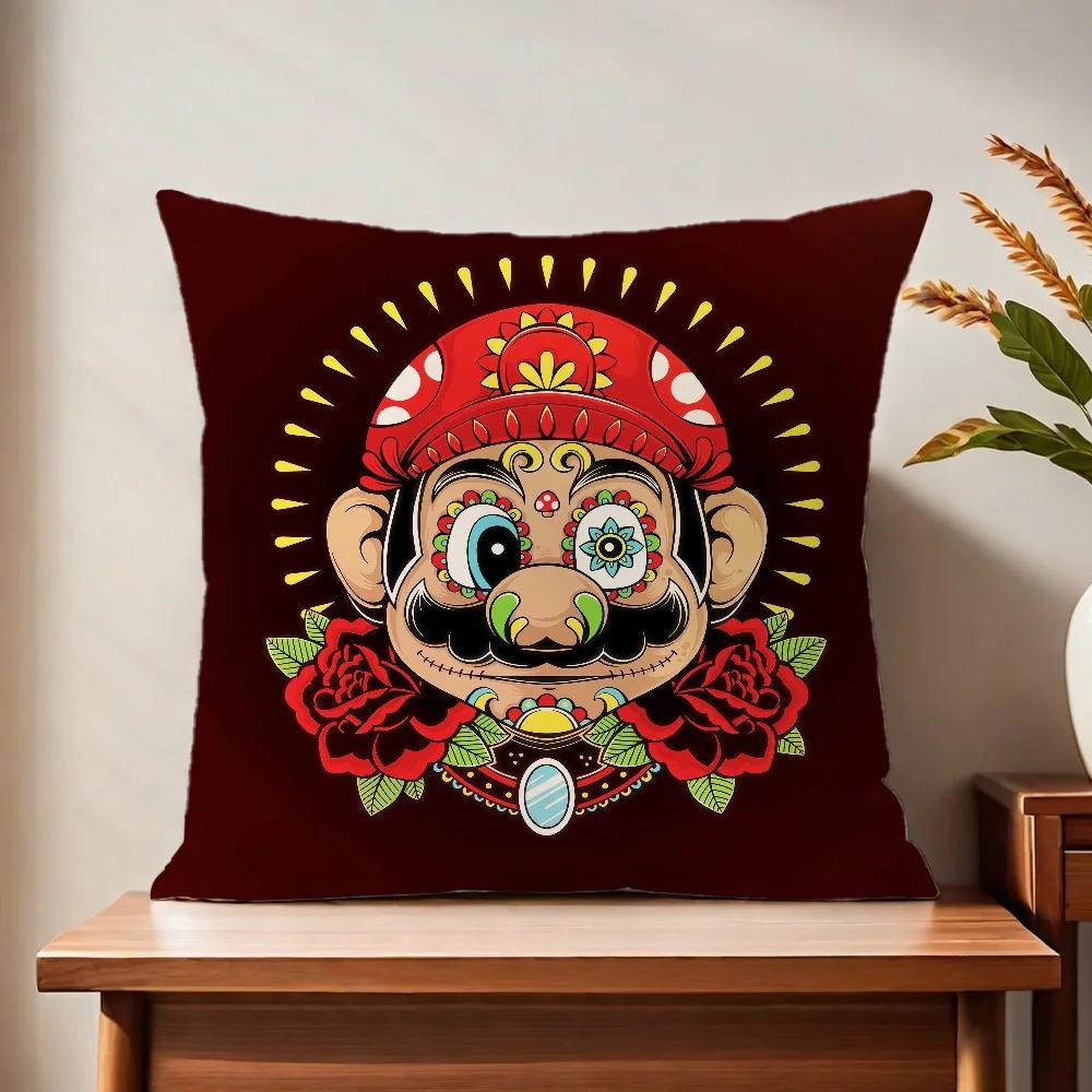

fanart Square soft Comfortable Super Pillow Case Cute for Sofa Living Room Home office face Pixel Decor Protective Cover M-Mario 18x18Inch