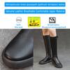 Koznoy 4cm Cow Genuine Leather Microfiber High Top Rubber Knee High Booties Women Chimney Autumn Boots Spring Fashion Shoes