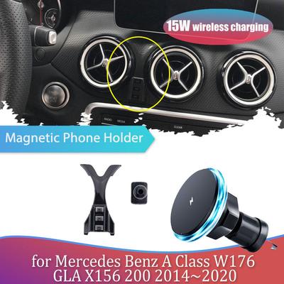 15W Car Phone Holder for Mercedes Benz A Class W176 GLA X156 180 2014~ Magnetic Support Wireless Charging Accessories iPhone