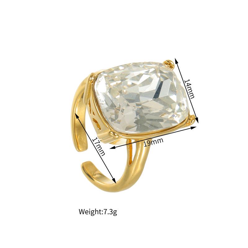 18K Gold Geometric Zircon Square Ring - Fashionable Stainless Steel Jewelry for Women