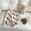 New autumn clothing for infants aged 0-3, casual sports pants with polka dots for baby girls,  thick velvet pants