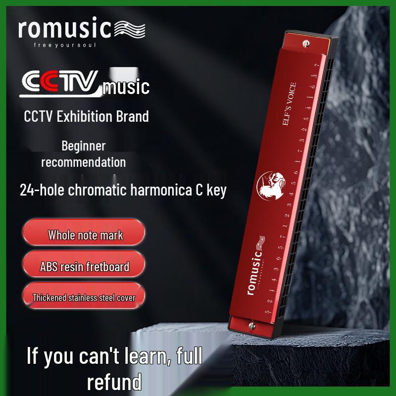 Romusic 24-Hole Polyphonic Harmonica for Beginners