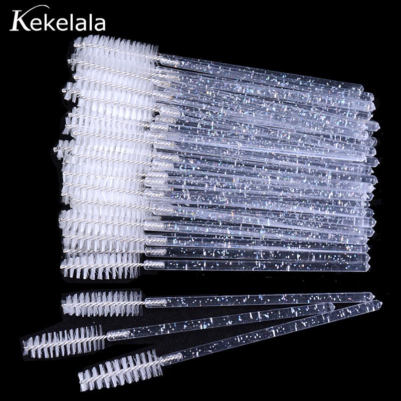 50Pcs/Bottle Eyelash Extension Brushes With Container Eyebrow Eye Lash Mascara Wands Spoolies In Case Wholesale