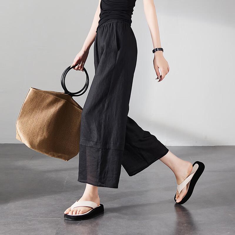 SOFSIL Women's High-Waist Linen Wide-Leg Pants