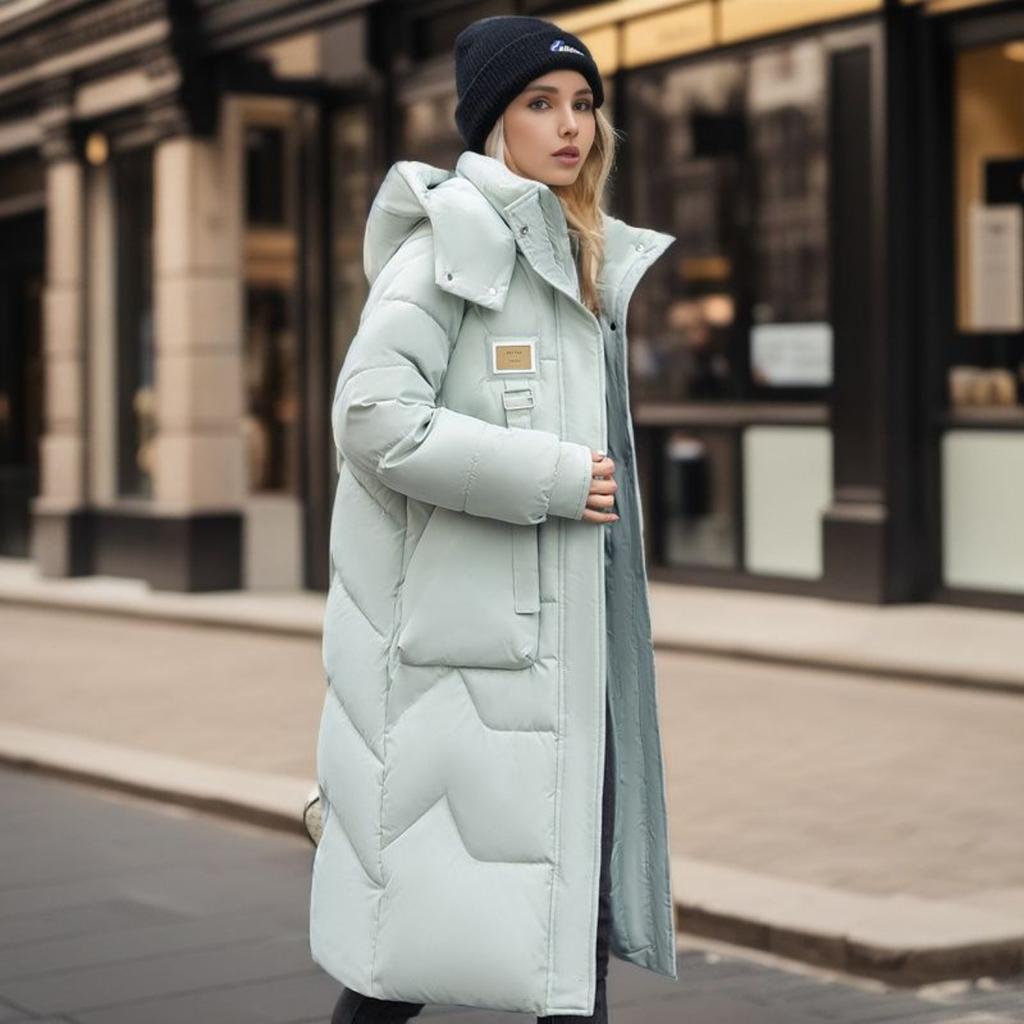 Hooded Collar Parkers Coat Lamb Wool Cotton Zipper Coat Medium Long Winter Season Warm and Fluffy Coat with Cotton Jacket