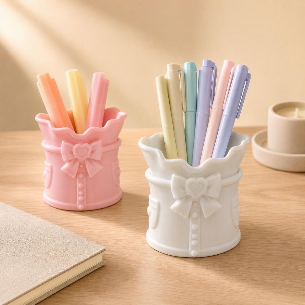 Ornament Bowknot Pen Holder Funny Pencil Rack Storage Display Shelf Desktop Organizer  Student