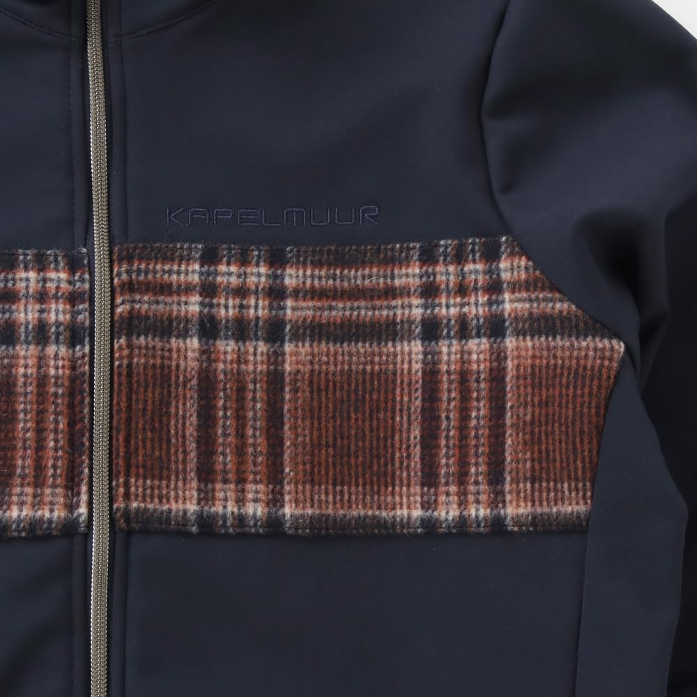 Kapelmuur Cycling Jacket for Windproof and River Size XS Fall/Winter (0°C-10°C), Water-Resistant, Check, Navy,