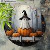 2D Flat Aluminium Oil Painting Style Halloween Sign with Ghosts Pattern - Halloween Figurine Ornaments - Ideal for Front Door, Wall, Porch, Window