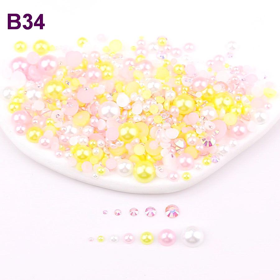 Mixed 2mm-10mm Half-Round AB Plated Resin Pearls - DIY Accessories