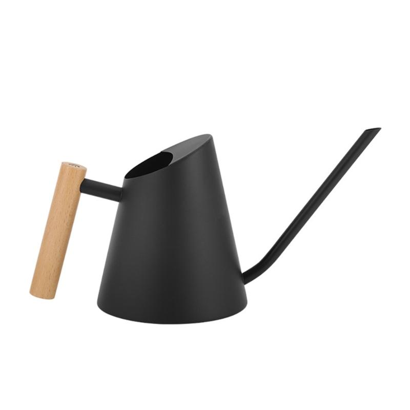 900ml Watering Can with Long Spout Stainless Steel Watering Can with Wooden Handle for Garden Indoor Outdoor Watering